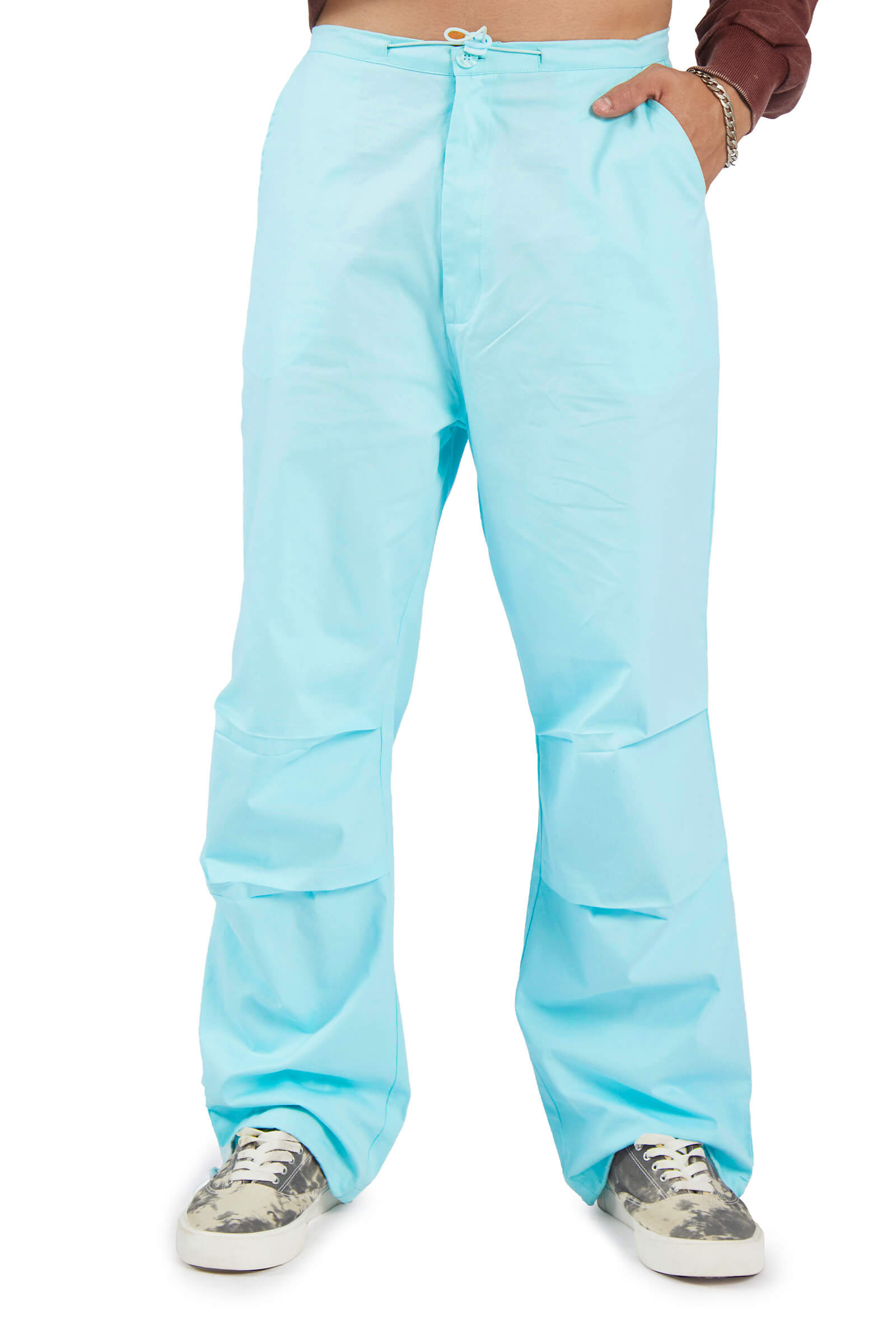 Bershka nylon parachute pants in blue  ASOS